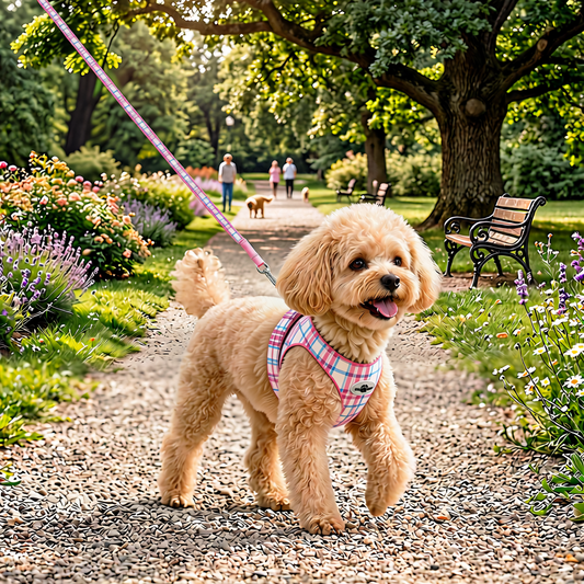 Dog Harness Set- Pink Plaid - 1.5m