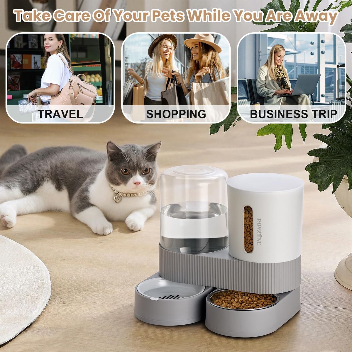 Cat Automatic Feeder Cat Water Dispenser Pet Feeding Set Cat Food Dispenser