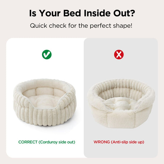 Cat Bed Plush Round - Beige