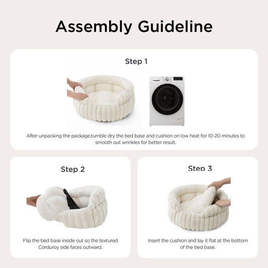 Cat Bed Plush Round - Grey