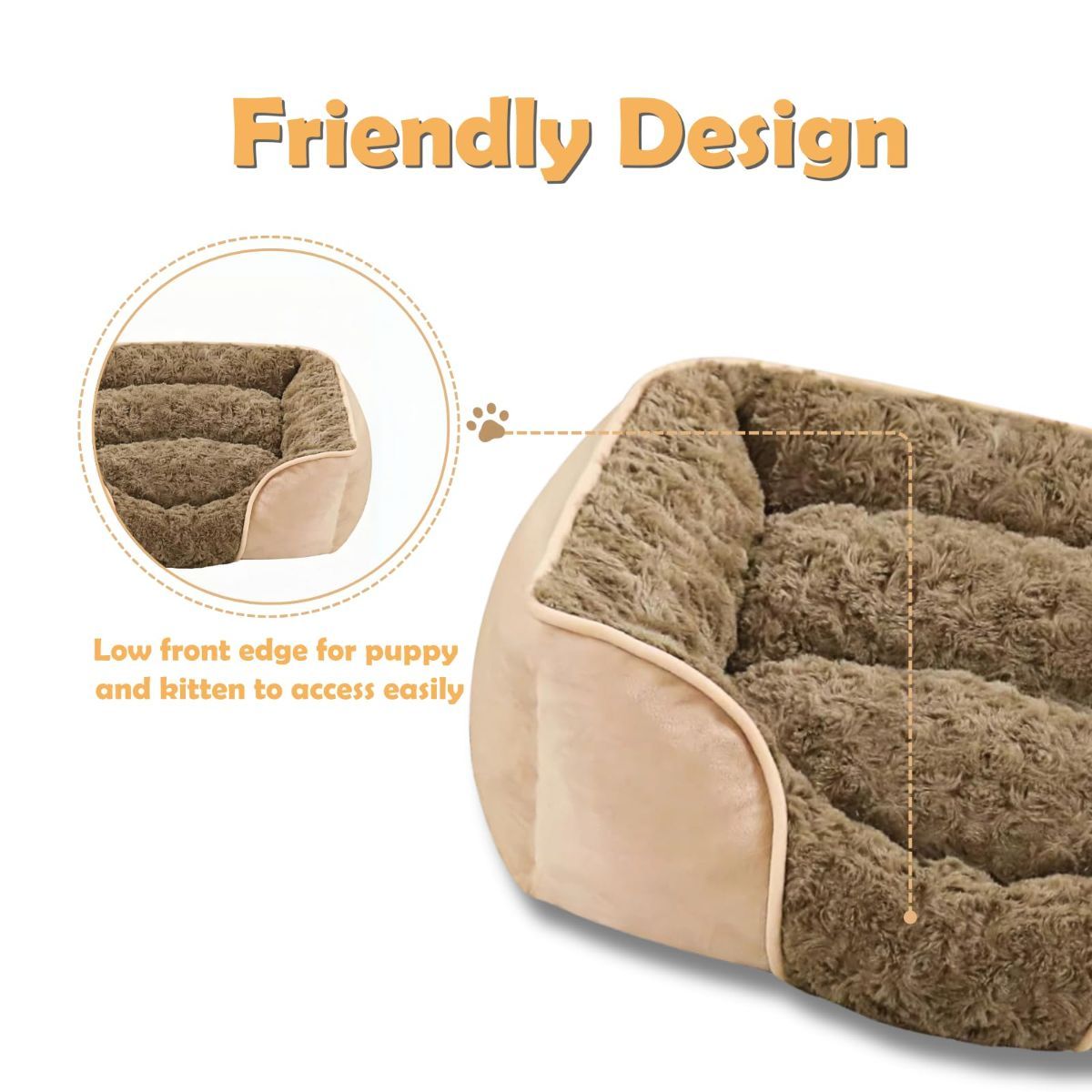 Orthopedic Dog Bed - Anti-Slip Bottom - Camel