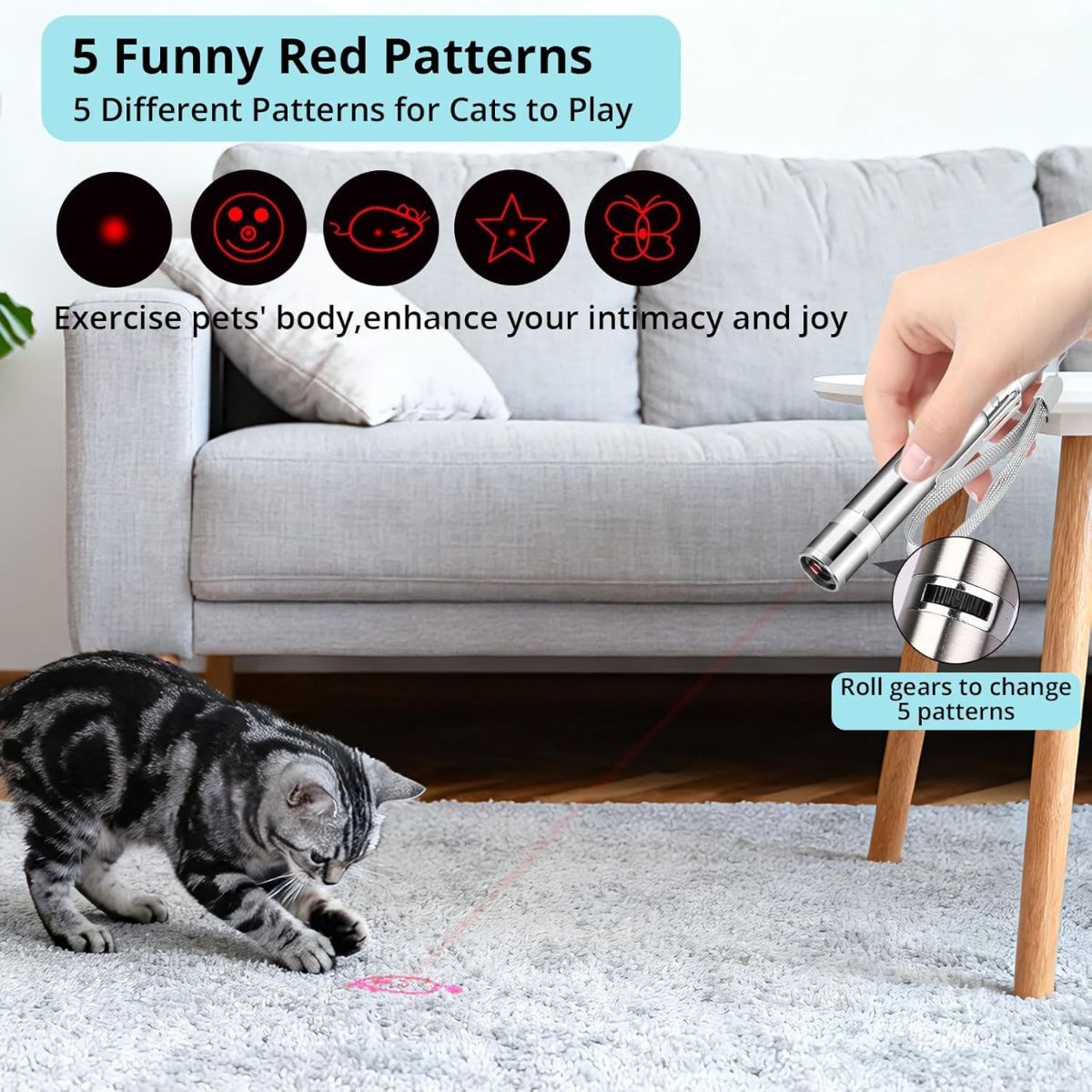 Indoor Cat Toy USB Rechargeable Cat Toy 7 Mode Cat Toy Cat And Dog Interactive