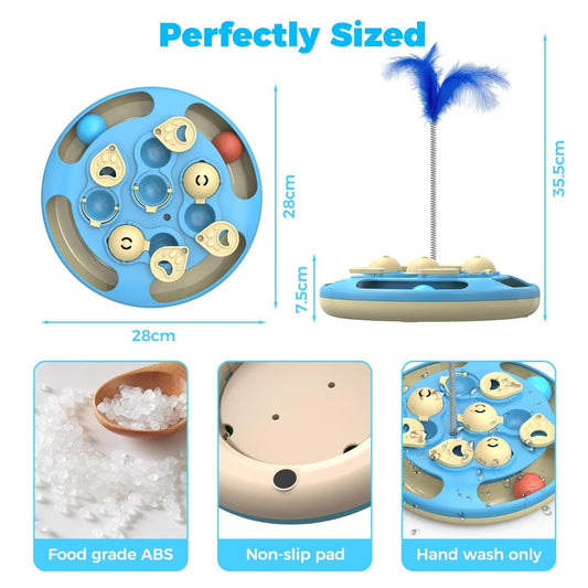 3-in-1 Interactive cat puzzle, toy and treat feeder - Blue