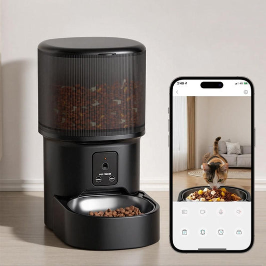 Automatic Cat Feeder WiFi Automatic Dog Food Dispenser with Camera Remote