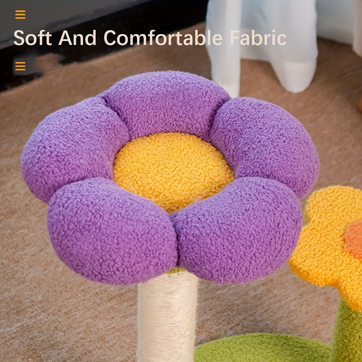 Cat Tree Flower-Shaped Cat Tree Cat Scratching Post Cat Furniture Sisal Rope - Purple - Size 40-40-48