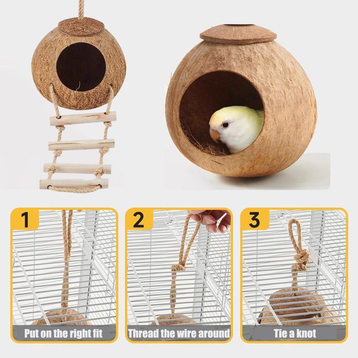 Bird Coconut Nest with Stairs - Small Birds