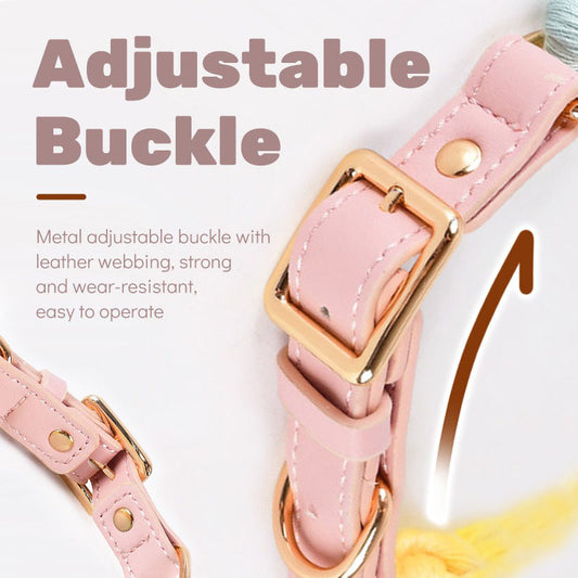 Rainbow Cotton Rope Dog Leash and Collar Set - 150cm Training Lead