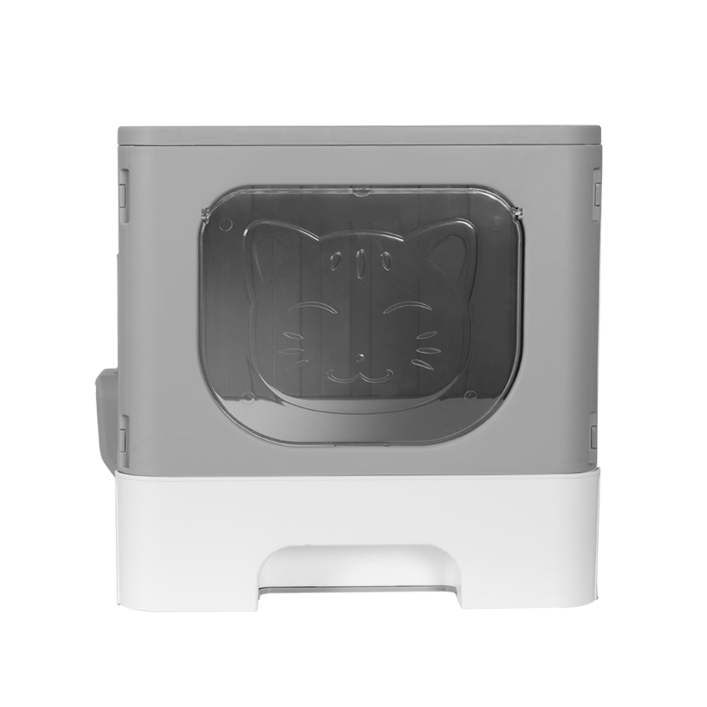 i.Pet Cat Litter Box - Enclosed Hooded Foldable - Large Grey