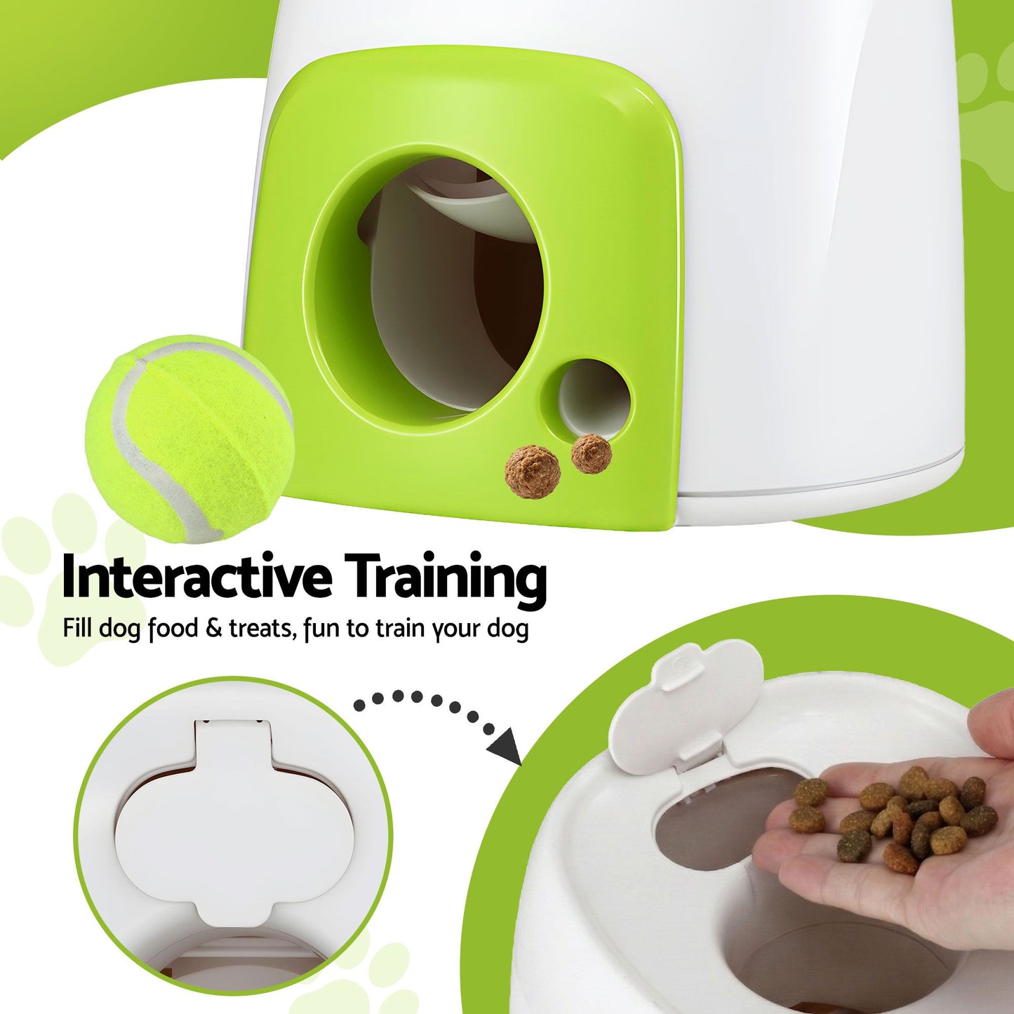 i.Pet 2-in-1 Interactive Dog Treat Dispenser Toy with 2 Balls Green