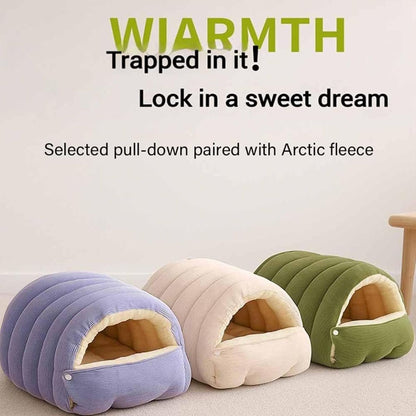 Cozy Monster Cat Bed, Cave Style Pet Bed, Cat Beds for Indoor Cats, Cat Cave Bed Cat Tent with Removable Cushion, Warm Cave Nest Sleeping Bed Puppy House for Cats Small Dogs - Blue - Size 43cm*40cm*28cm
