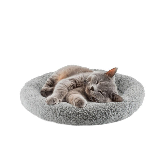Cat Bed Plush Round - Gray / 40cm