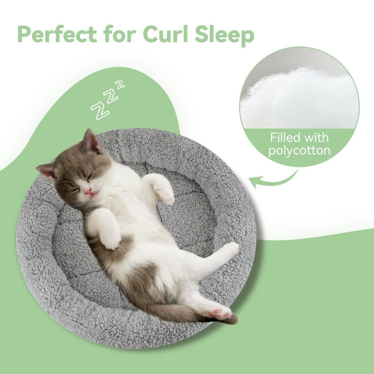 Cat Bed Plush Round - Gray / 40cm