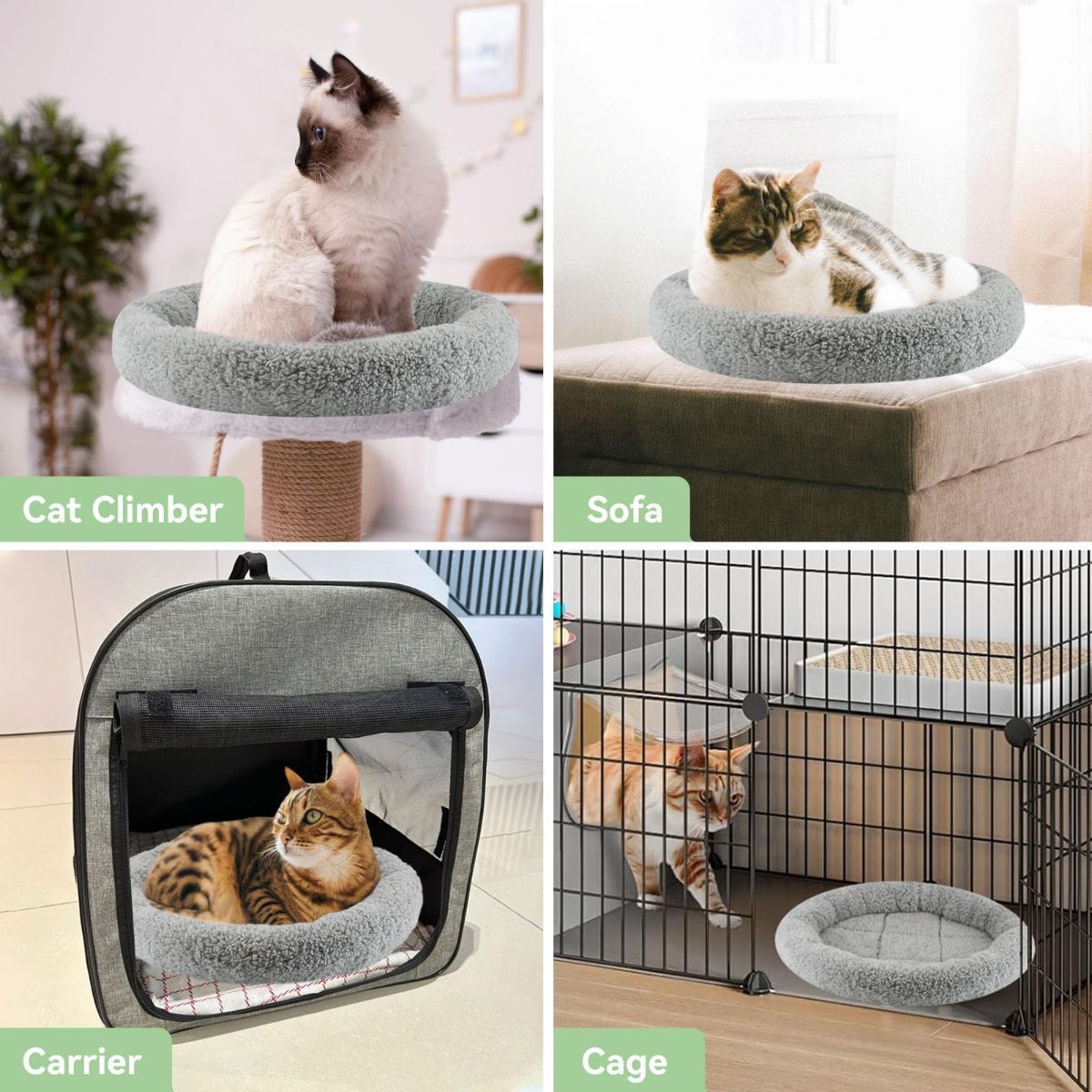 Cat Bed Plush Round - Gray / 50cm