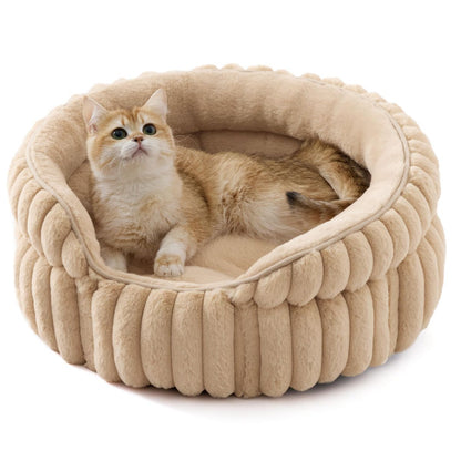 Cat Bed Plush Round - Beige