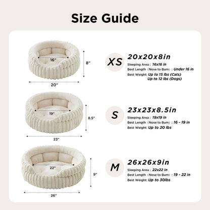 Cat Bed Plush Round - Beige