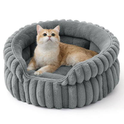 Cat Bed Plush Round - Grey