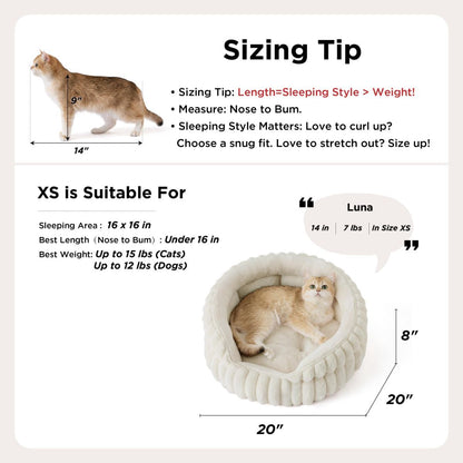Cat Bed Plush Round - Grey