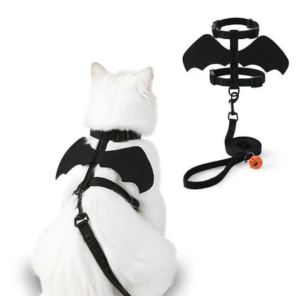 Cat Harness and Leash with Bat Wings, Escape Proof Leash | Halloween Costumes, Thickened Polyester Fabric, Lightweight Felt, Adjustable Vest, Easy Control, for Small Dogs Cats Rabbits - Black - Size M