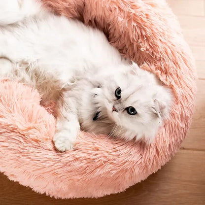 Cat Bed Fluffy Round - Pink / 24in