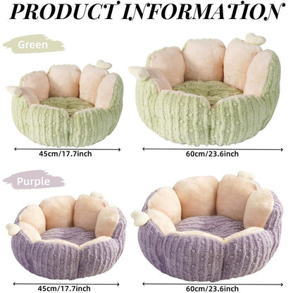 Cactus Cat Beds for Indoor Cute Cactus Fluffy Puppy Bed Squishmall Pet Bed with Removable & Washable Cushion Pillow Cat House Bed Warm Sleeping Bed for Cats Small Dogs - Purple - Size 60cm
