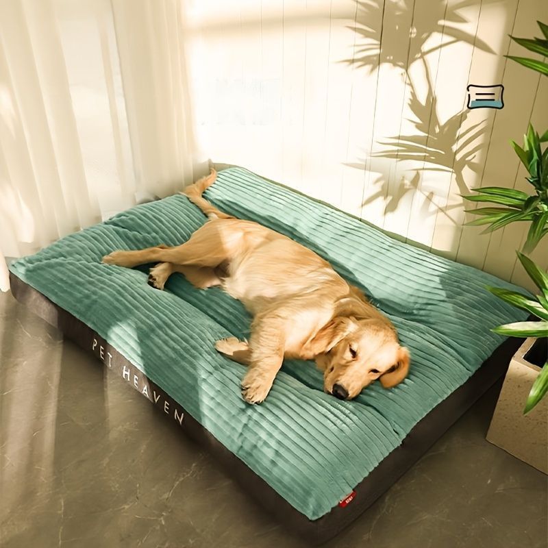 High Backrest Thick Dog Bed - Green