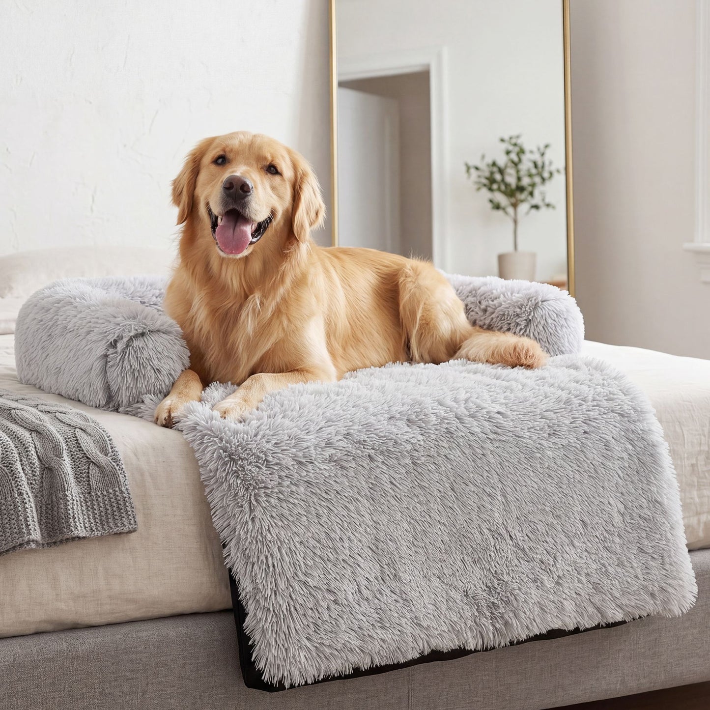 Plush Dog Bed Dog Bed With Bolster Comfortable Dog Bed Large Dog Bed Small Dog