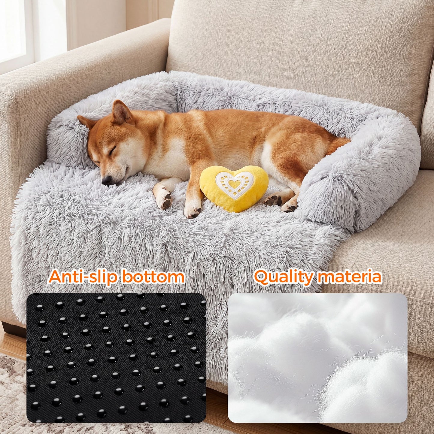 Plush Dog Bed Dog Bed With Bolster Comfortable Dog Bed Large Dog Bed Small Dog