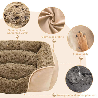 Orthopedic Dog Bed - Anti-Slip Bottom - Camel