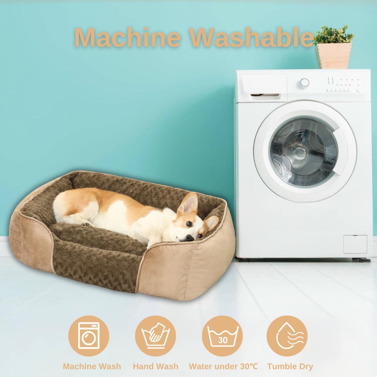 Orthopedic Dog Bed - Anti-Slip Bottom - Camel