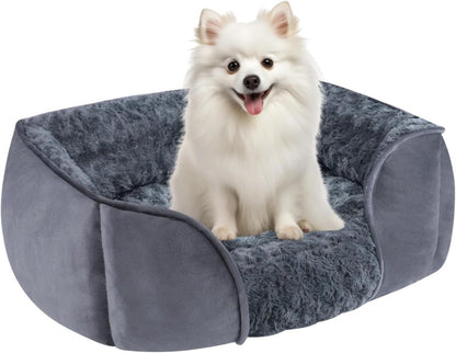 Dog Bed for Small Medium Dogs, Cat Bed for Indoor Cats. Washable Orthopedic Dog Bed. Removable Sleeping Mat, Durable Pet Bed with Anti-Slip Bottom - Dark Gray - Size 50cmx46cm