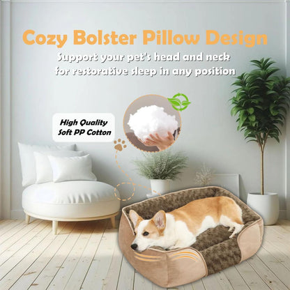 Dog Bed for Small Medium Dogs, Cat Bed for Indoor Cats. Washable Orthopedic Dog Bed. Removable Sleeping Mat, Durable Pet Bed with Anti-Slip Bottom - Dark Gray - Size 50cmx46cm