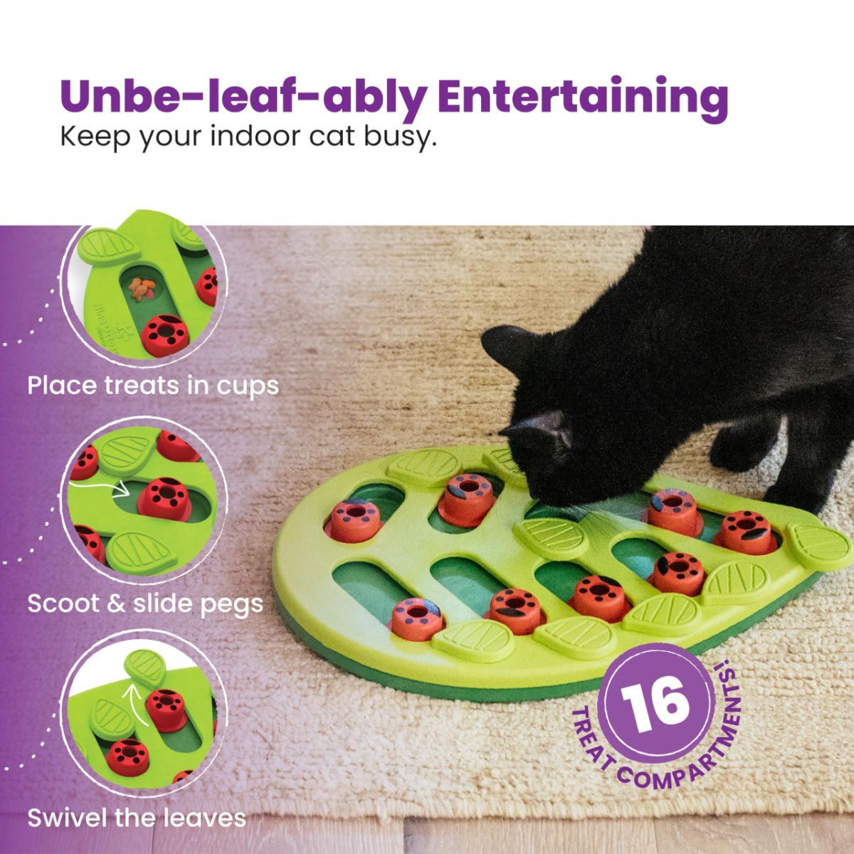 Cat Puzzle Feeder Indoor Cat Toy Interactive Treat Game Slow-Feeding Cat Toy