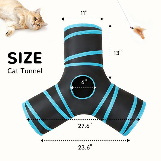 Cat Toy Interactive Cat Toy Cat Tunnel Feather Teaser Wand Indoor Cat Toy Cat