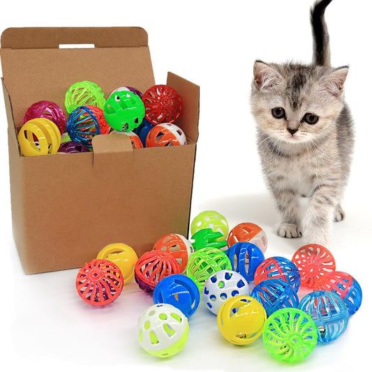 24-Piece Cat Toys Bell Ball Cat Toys Interactive Cat Toys Kitten Toys Colorful，Random color