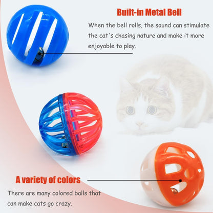 24-Piece Cat Toys Bell Ball Cat Toys Interactive Cat Toys Kitten Toys Colorful，Random color
