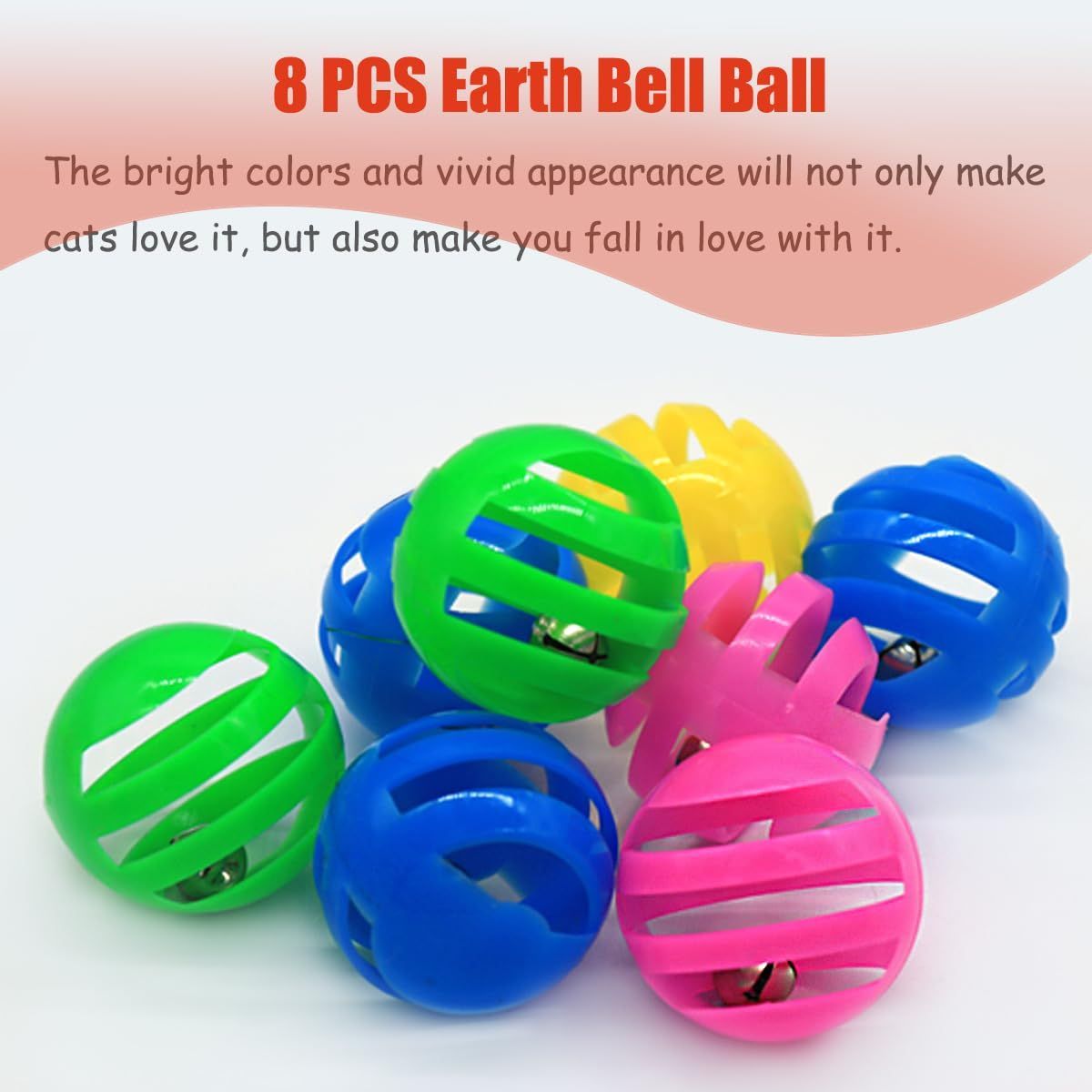 24-Piece Cat Toys Bell Ball Cat Toys Interactive Cat Toys Kitten Toys Colorful，Random color