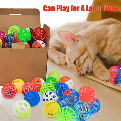 24-Piece Cat Toys Bell Ball Cat Toys Interactive Cat Toys Kitten Toys Colorful，Random color