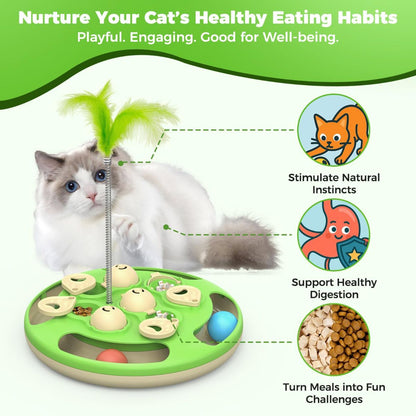 3-in-1 Interactive cat puzzle, toy and treat feeder