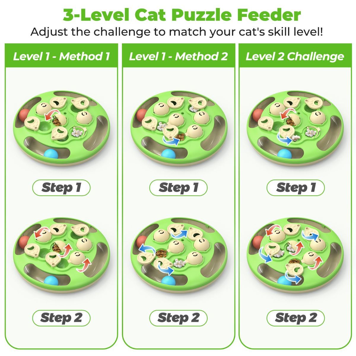 3-in-1 Interactive cat puzzle, toy and treat feeder