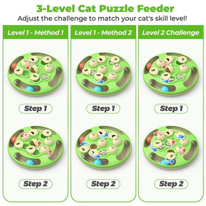 3-in-1 Interactive cat puzzle, toy and treat feeder