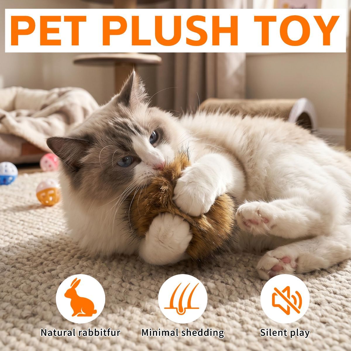 Cat Toys Furry Pom-Pom Toys Durable Cat Toys Indoor Cat Toys Cat Playtime
