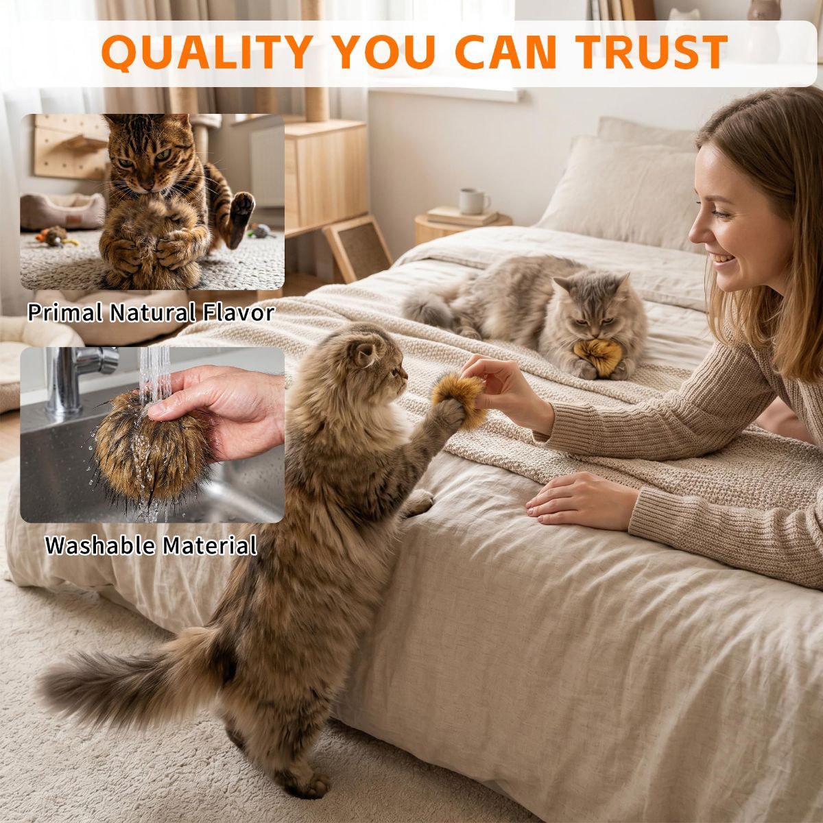 Cat Toys Furry Pom-Pom Toys Durable Cat Toys Indoor Cat Toys Cat Playtime