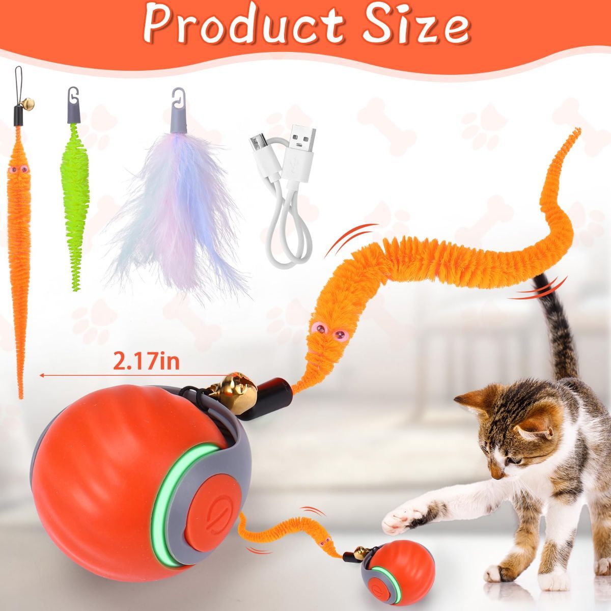 Interactive Cat Toy Cat Ball Toy Feather Worm Toy Cat Toy With Bells Australian
