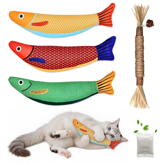 3 Cat Toys Australia Fish-Shaped Cat Toys Catnip Toys Cat Scratching Stick