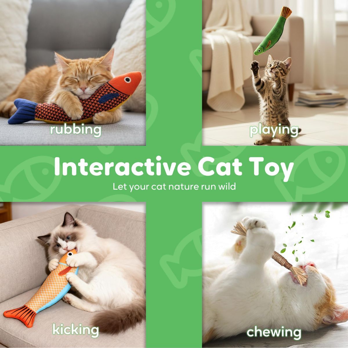 3 Cat Toys Australia Fish-Shaped Cat Toys Catnip Toys Cat Scratching Stick