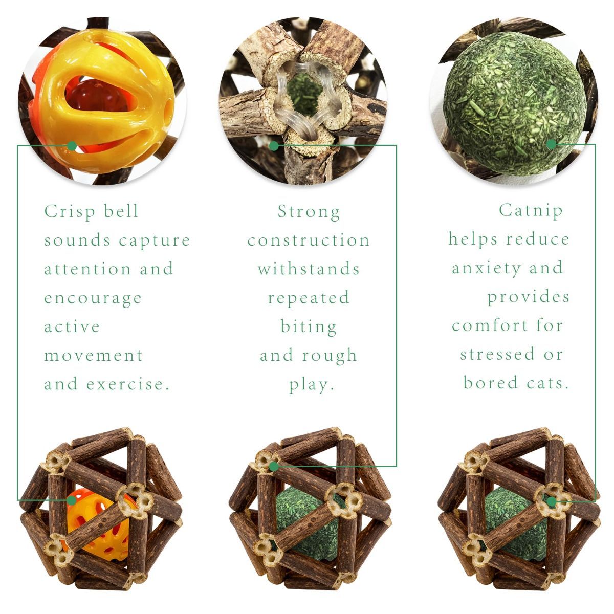 3-Piece Indoor Cat Toys Natural Catnip Toys Kitten Toys Teeth Cleaning Cat Toys Natural