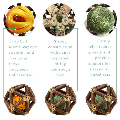 3-Piece Indoor Cat Toys Natural Catnip Toys Kitten Toys Teeth Cleaning Cat Toys Natural