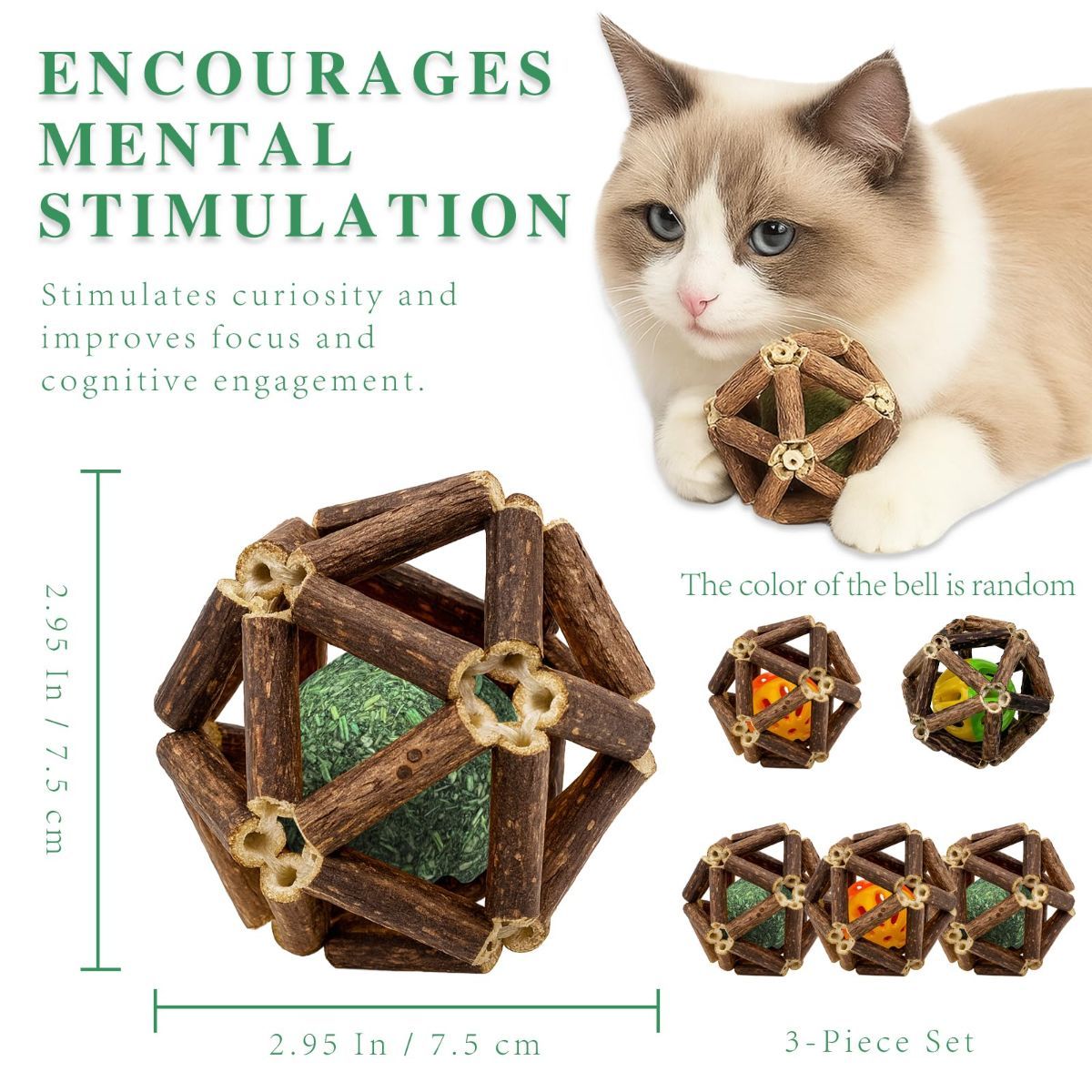 3-Piece Indoor Cat Toys Natural Catnip Toys Kitten Toys Teeth Cleaning Cat Toys Natural