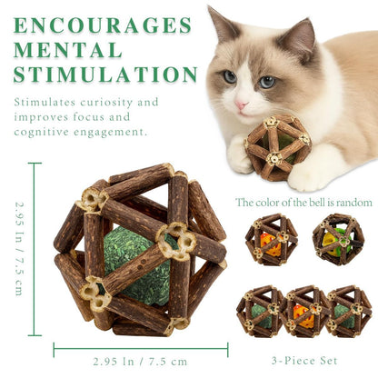 3-Piece Indoor Cat Toys Natural Catnip Toys Kitten Toys Teeth Cleaning Cat Toys Natural