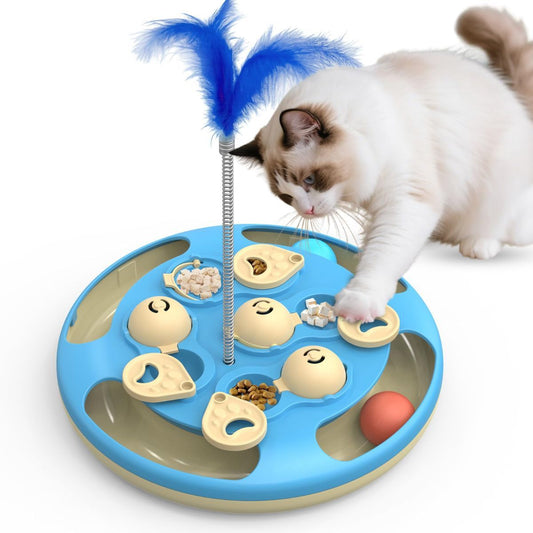 3-in-1 Interactive cat puzzle, toy and treat feeder - Blue